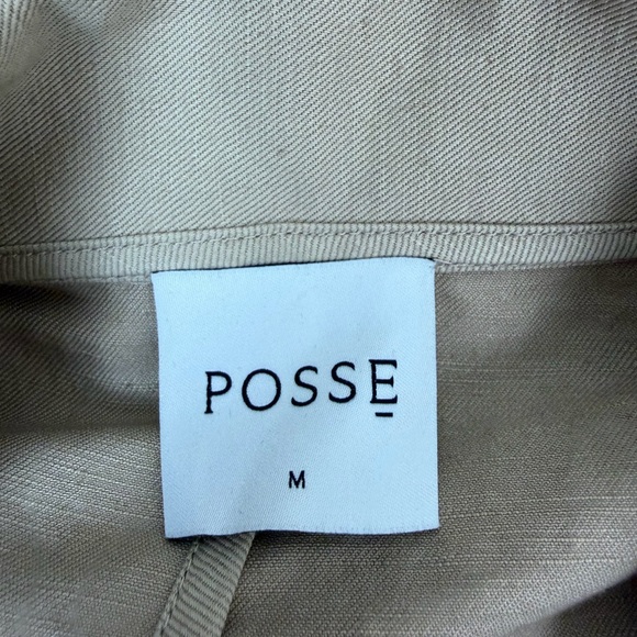 POSSE Ruth Long Trench Coat Linen Cotton Latte Tan Size M - Picture 8 of 9